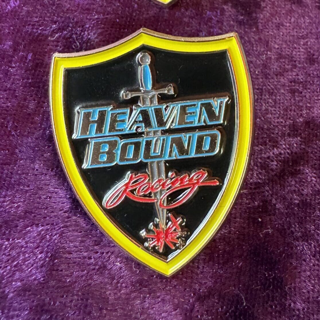 Heaven Bound Racing shield pin.