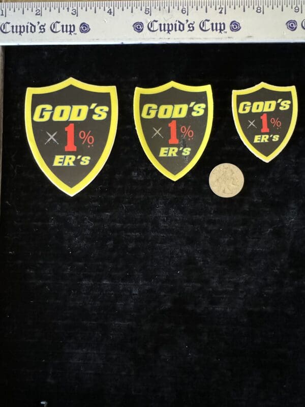 Here's a short alt tag for the image: God's 1% ER's stickers.